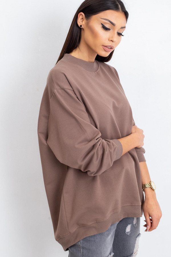 Bluza damska w kolorze brązowym latte oversize basic lea 3