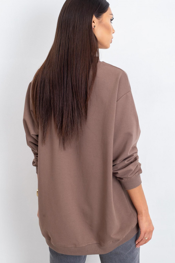 Bluza damska w kolorze brązowym latte oversize basic lea 5