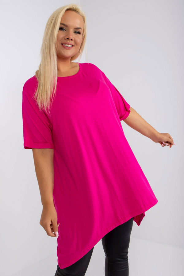 Tunika damska plus size w kolorze fuksji długie boki rogi More