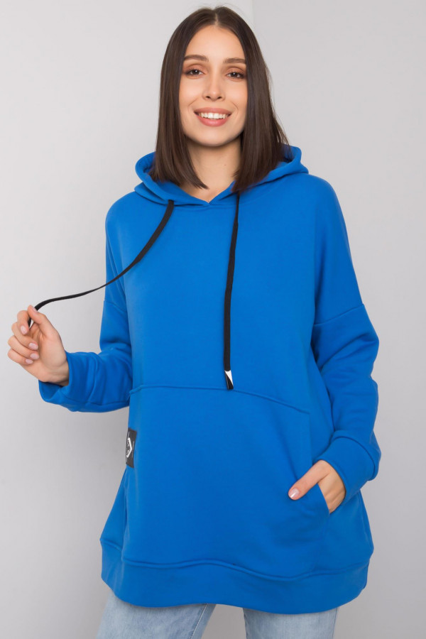 Bluza damska plus size kangurka w kolorze niebieskim z kapturem Michella 2