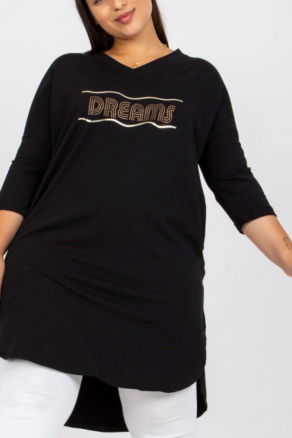 Tunika sukienka damska plus size w kolorze czarnym z kieszeniami dłuższy tył Libra