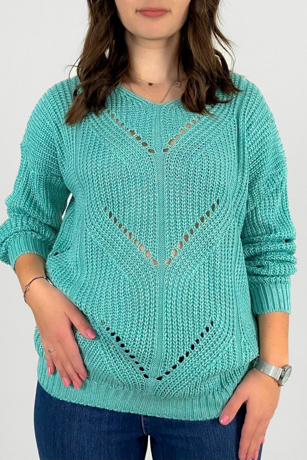 Sweter damski w kolorze miętowym z wzorem Zing