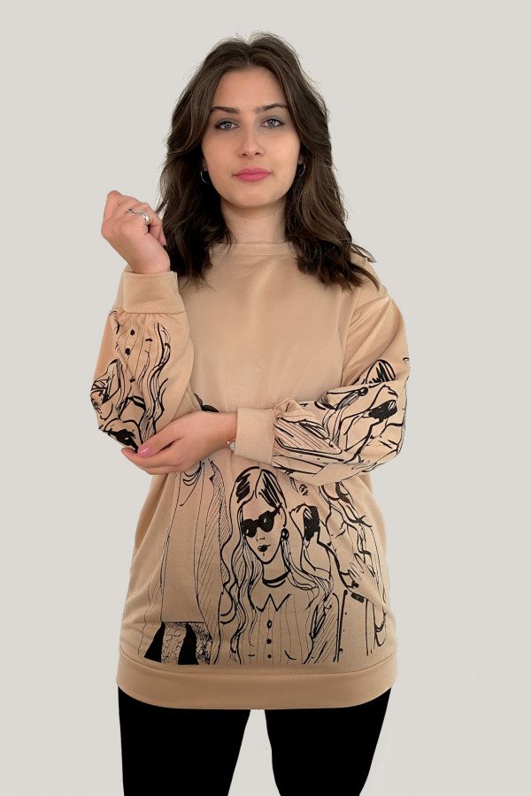 Bluza damska w kolorze latte print kobiety women 1