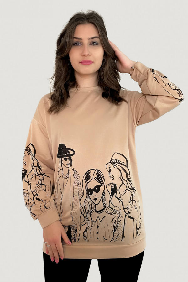 Bluza damska w kolorze latte print kobiety women 3