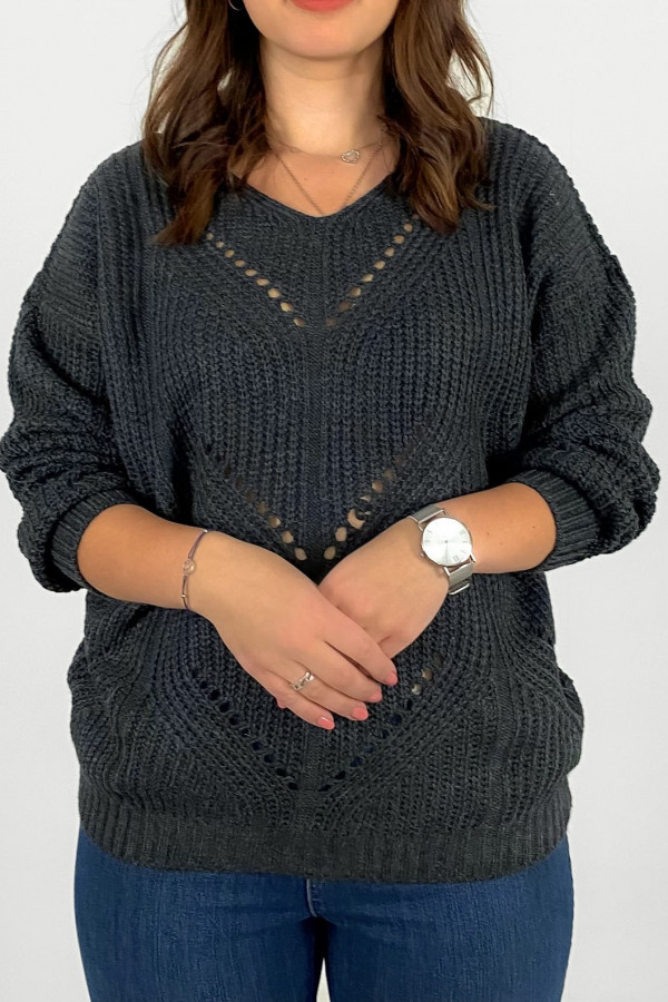 Sweter damski w kolorze grafitowym z wzorem Zing 1