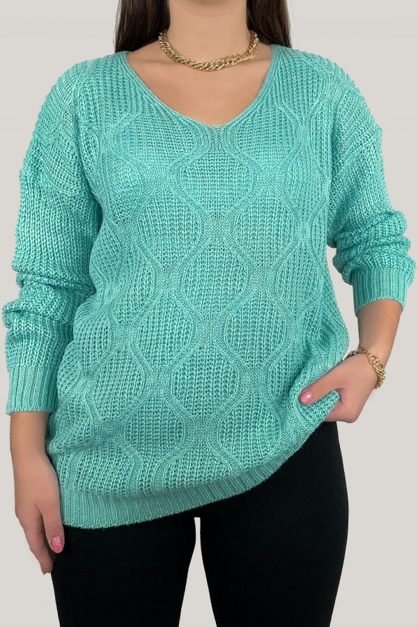 Sweter damski w kolorze miętowym z wzorem Maddie 2