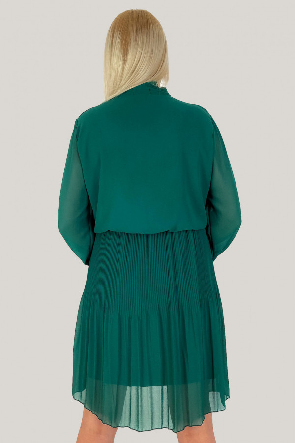 Sukienka w kolorze zielonym plisowana wiązany dekolt Lolly 3