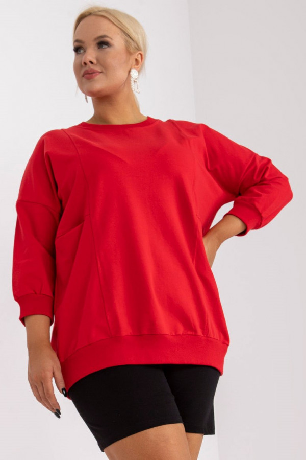 Bluza damska plus size w kolorze czerwonym z kieszeniami Paula 1