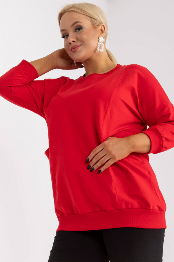Bluza damska plus size w kolorze czerwonym z kieszeniami Paula 3