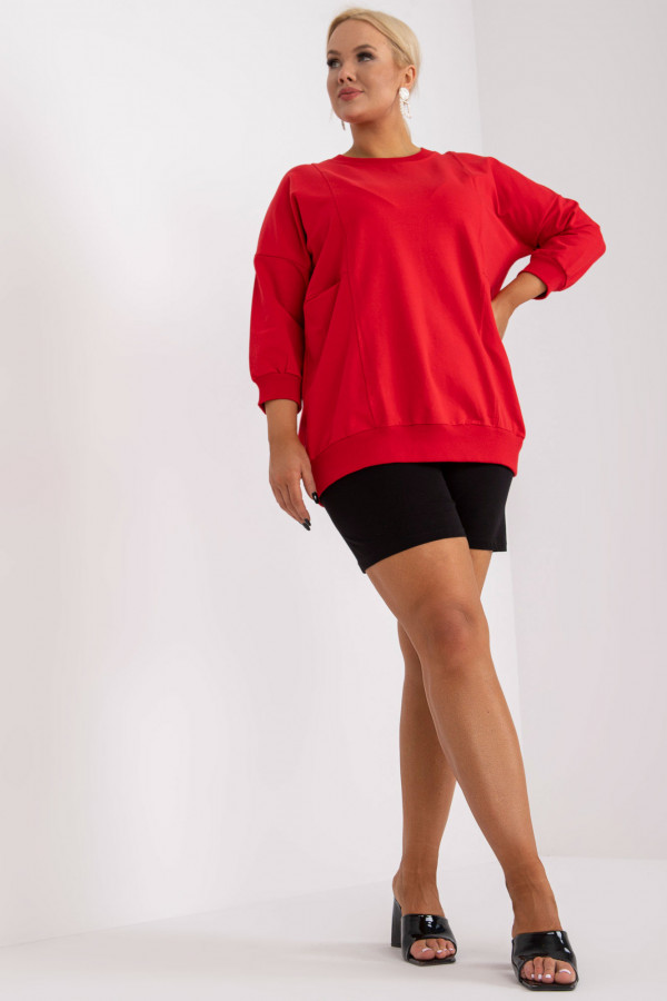 Bluza damska plus size w kolorze czerwonym z kieszeniami Paula 4