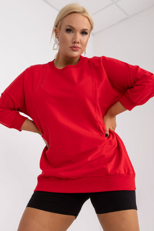Bluza damska plus size w kolorze czerwonym z kieszeniami Paula 6