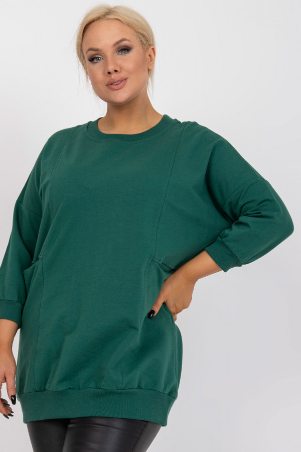 Bluza damska plus size w kolorze zielonym z kieszeniami Paula