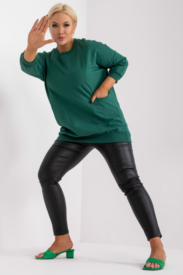 Bluza damska plus size w kolorze zielonym z kieszeniami Paula 4