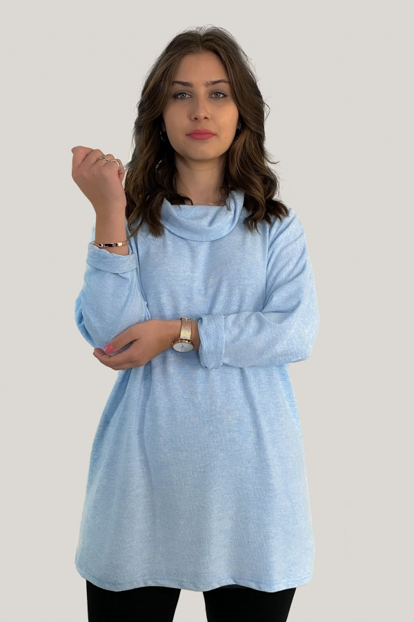 Luźna tunika plus size w kolorze błękitnym z golfem Fozzie 1