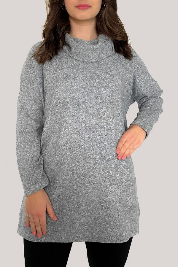 Luźna tunika plus size w kolorze szarym z golfem Fozzie 2
