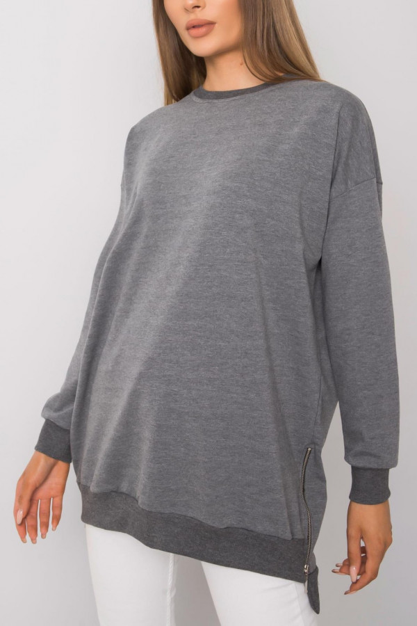 Tunika dresowa bluza w kolorze grafitowym oversize basic simple zip