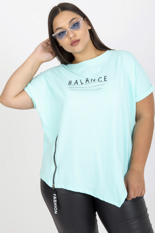Asymetryczna bluzka damska w kolorze miętowym zamek zip Balance 4