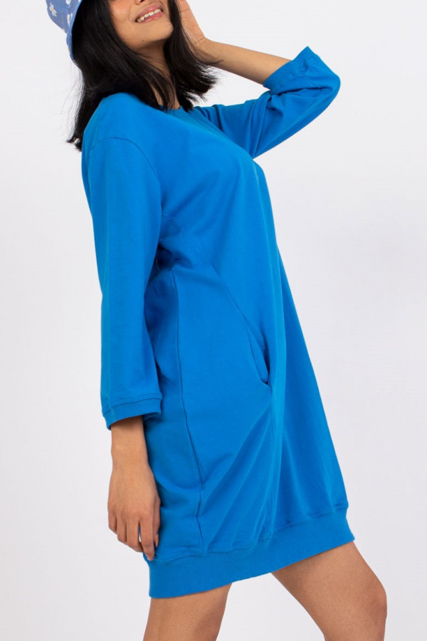Sukienka dresowa z kieszeniami w kolorze niebieskim Astra