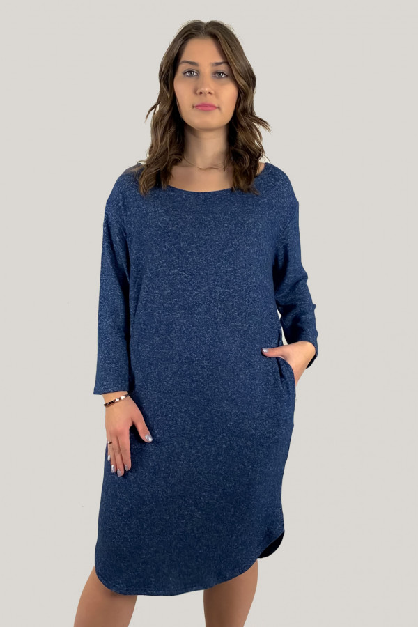 Dzianinowa sukienka w kolorze dark blue z kieszeniami Isabel 6