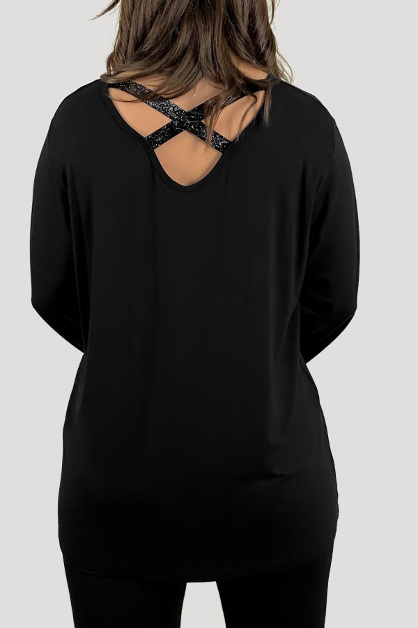 Bluzka damska plus size w kolorze czarnym ozdobny dekolt plecy v-neck Lima