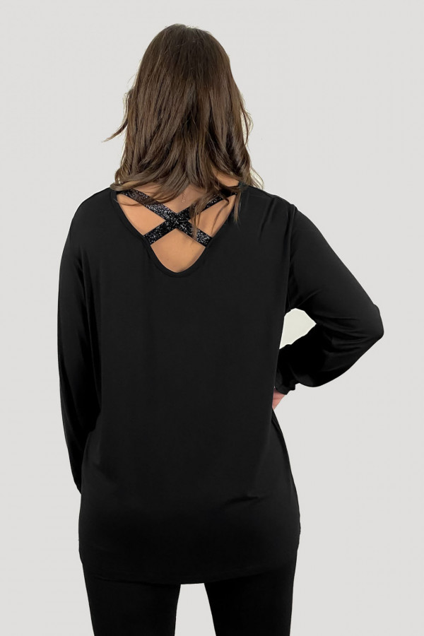 Bluzka damska plus size w kolorze czarnym ozdobny dekolt plecy v-neck Lima 4