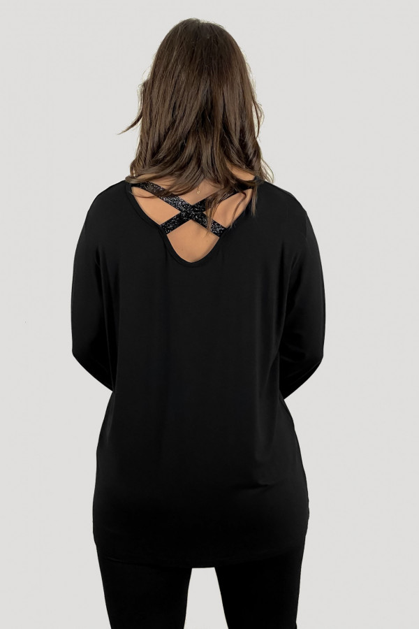 Bluzka damska plus size w kolorze czarnym ozdobny dekolt plecy v-neck Lima 2