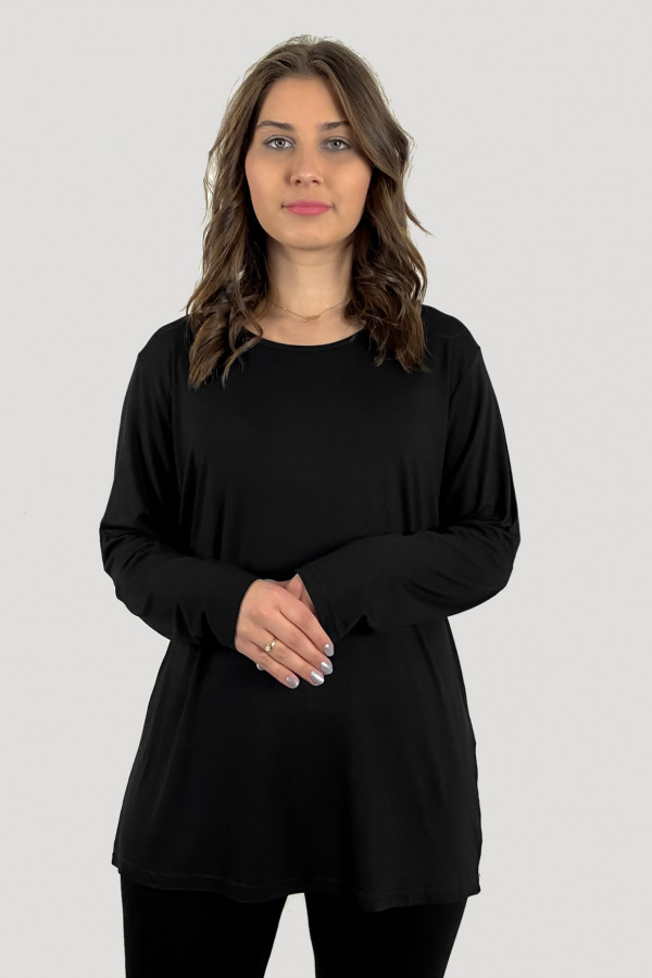 Bluzka damska plus size w kolorze czarnym ozdobny dekolt plecy v-neck Lima 1