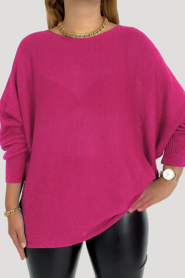 Sweter damski w kolorze fruksji nietoperz oversize Sheri