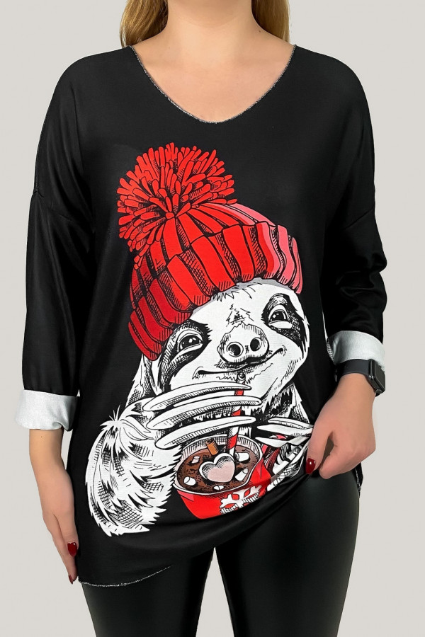 Luźna bluzka damska nietoperz lekki świąteczny sweterek leniwiec