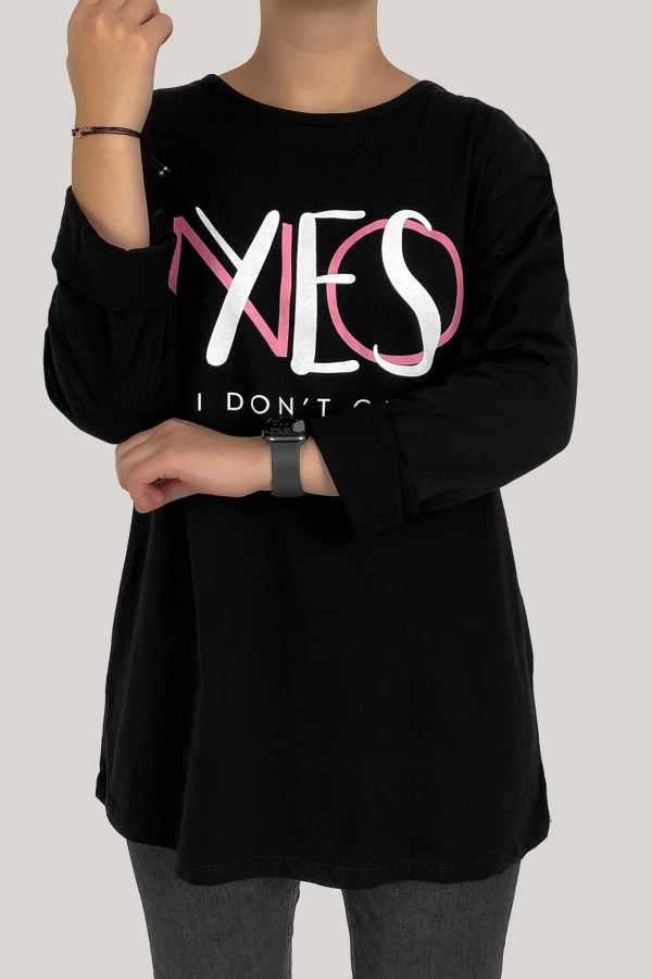 Bluzka damska z długim rękawem plus size w kolorze czarnym Yes No 2