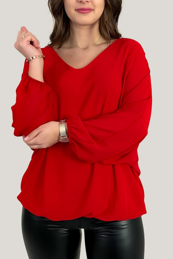 Elegancka duża bluzka koszula w kolorze czerwonym z gumką