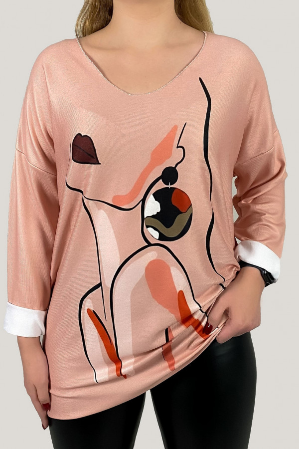 Luźna bluzka damska nietoperz lekki sweterek woman art