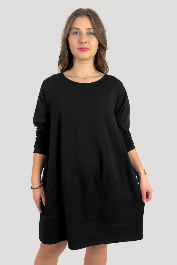 Bawełniana duża sukienka w kolorze czarnym z kieszeniami UMA 1