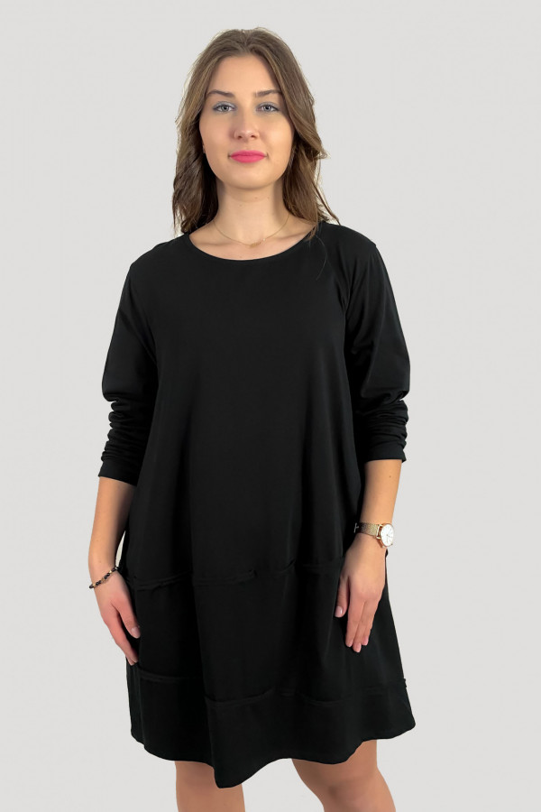 Bawełniana duża sukienka w kolorze czarnym z kieszeniami UMA 2