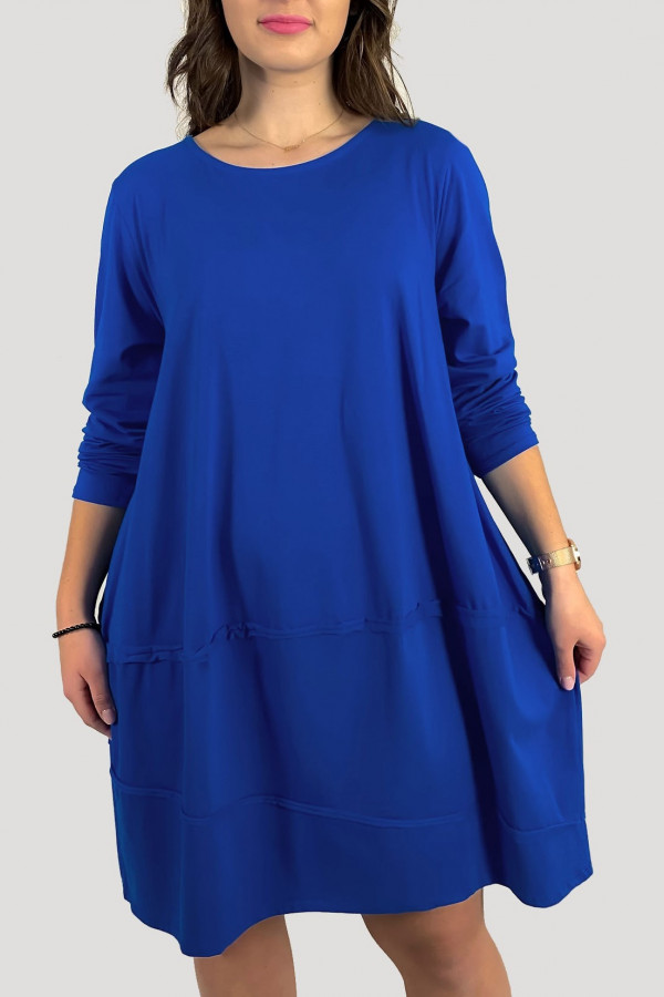 Bawełniana duża sukienka w kolorze kobaltowym z kieszeniami UMA