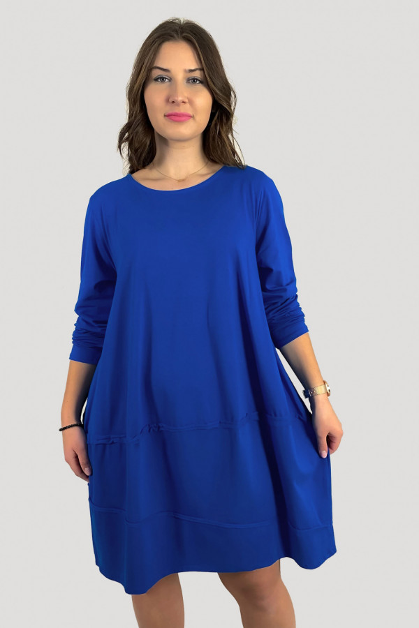 Bawełniana duża sukienka w kolorze kobaltowym z kieszeniami UMA 1