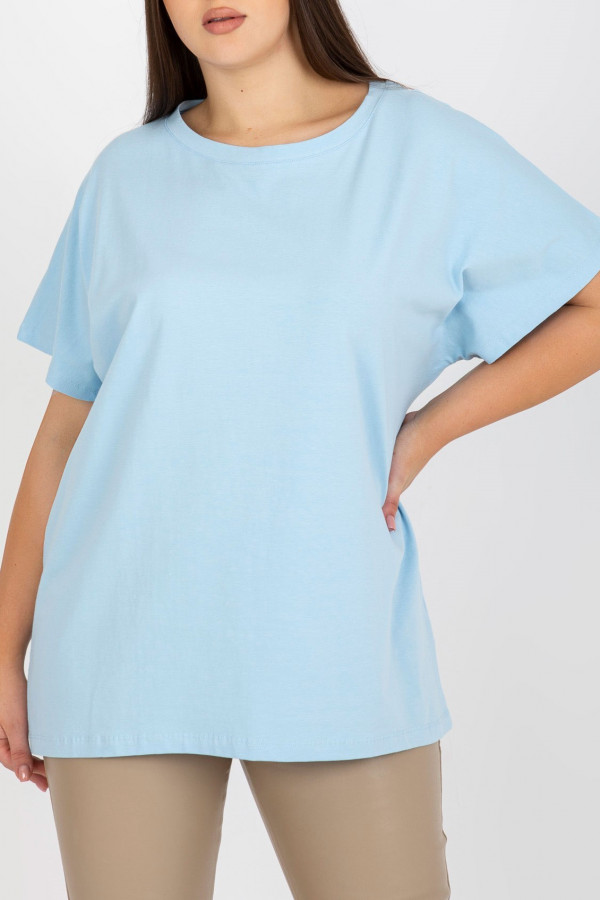 T-shirt plus size luźna bluzka damska w kolorze błękitnym Lilo