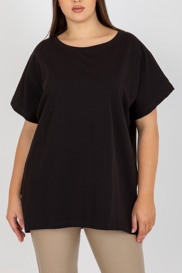 T-shirt plus size luźna bluzka damska w kolorze czarnym Lilo