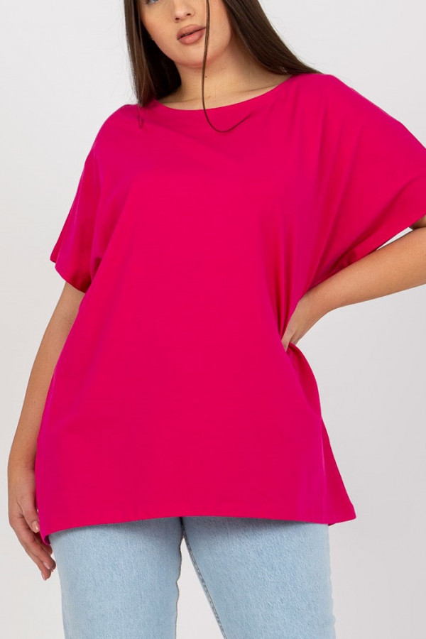 T-shirt plus size luźna bluzka damska w kolorze fuksji Lilo