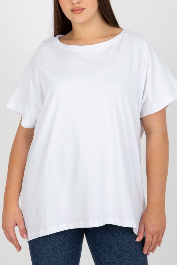 T-shirt plus size luźna bluzka damska w kolorze białym Lilo
