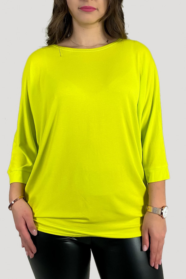 Duża luźna bluzka damska w kolorze limonkowym nietoperz oversize jasmin