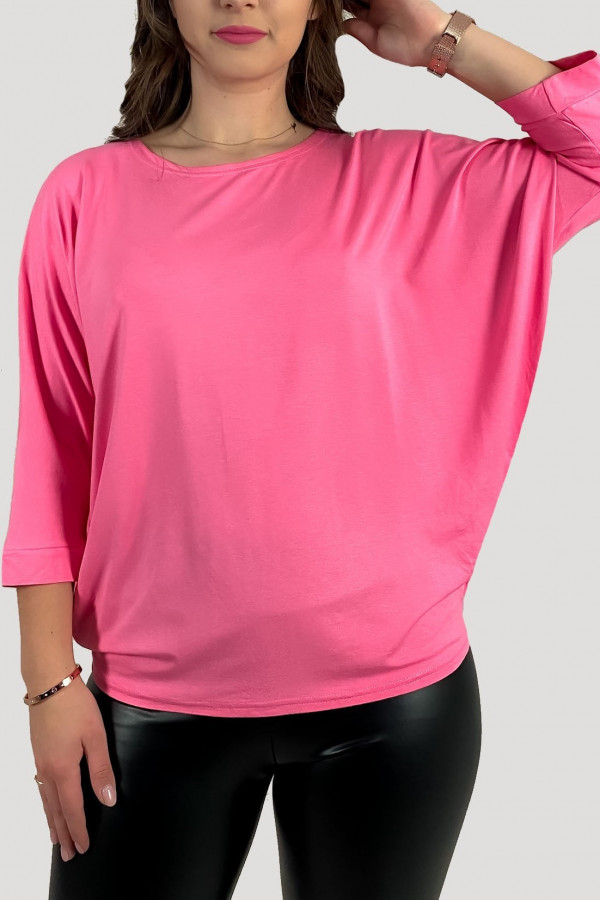 Duża luźna bluzka damska W DRUGIM GATUNKU w kolorze różowym nietoperz oversize jasmin