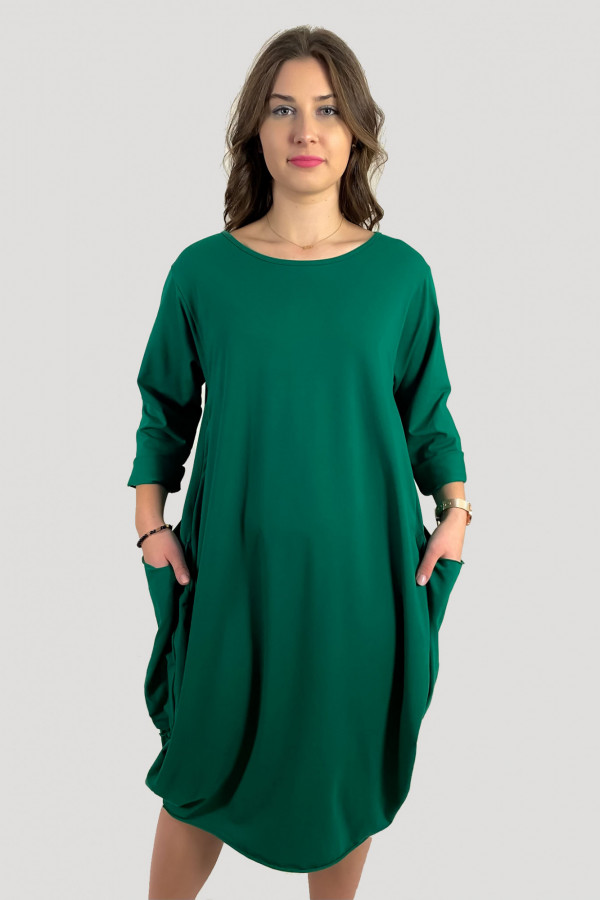 Bawełniana sukienka plus size w kolorze zielonym z kieszeniami Evelin 2