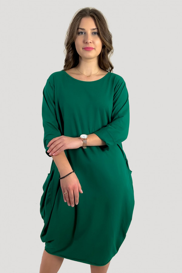 Bawełniana sukienka plus size w kolorze zielonym z kieszeniami Evelin 4