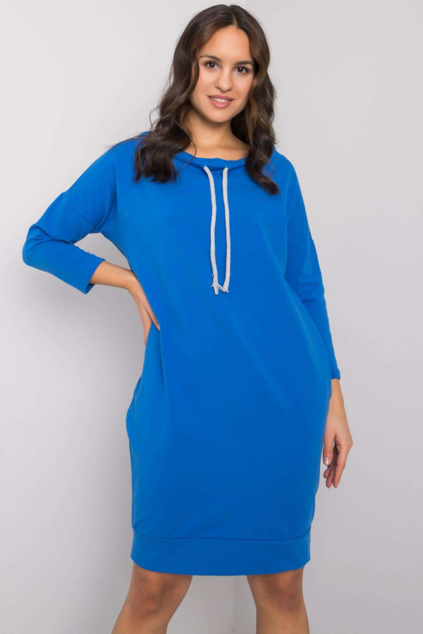 Sportowa sukienka w kolorze niebieskim z kieszeniami single 1
