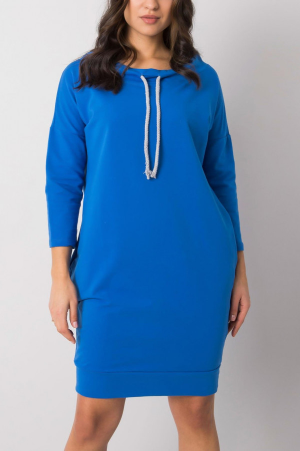 Sportowa sukienka w kolorze niebieskim z kieszeniami single