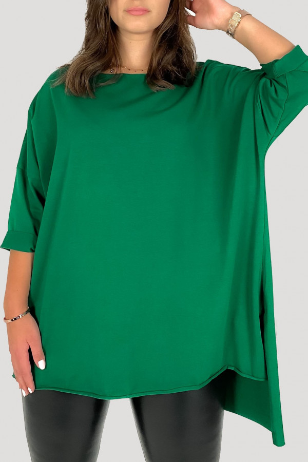 Tunika bluzka damska w kolorze zielonym oversize dłuższy tył gładka Gessa