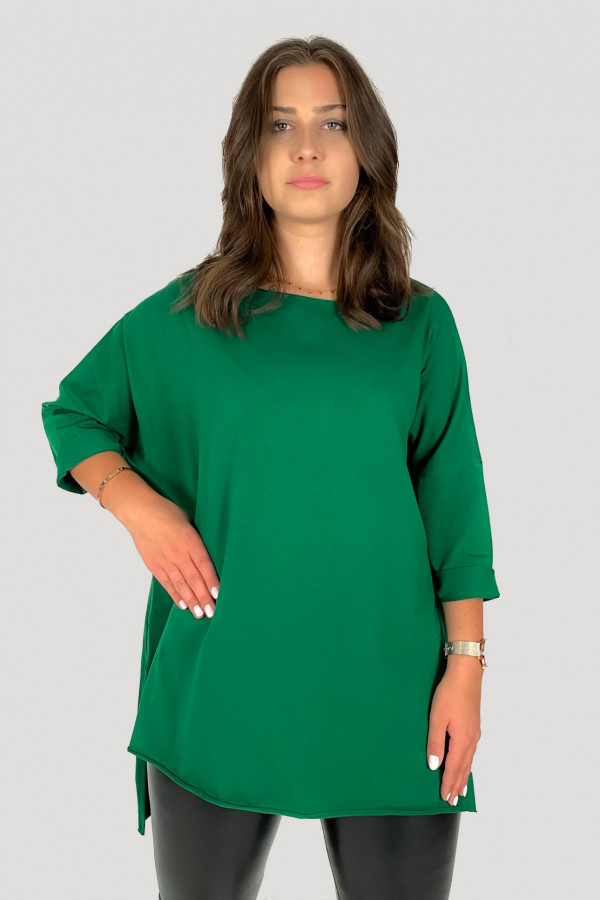 Tunika bluzka damska w kolorze zielonym oversize dłuższy tył gładka Gessa 1