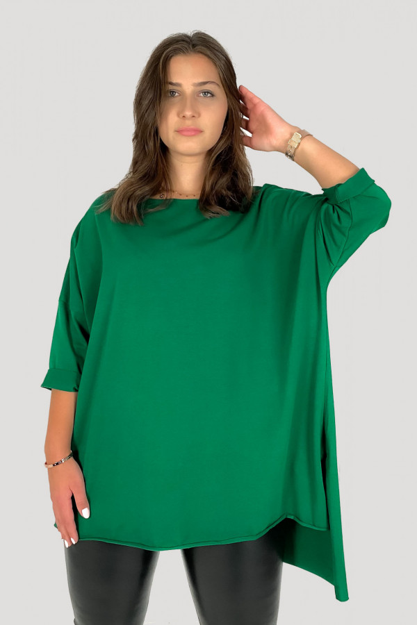 Tunika bluzka damska w kolorze zielonym oversize dłuższy tył gładka Gessa 2
