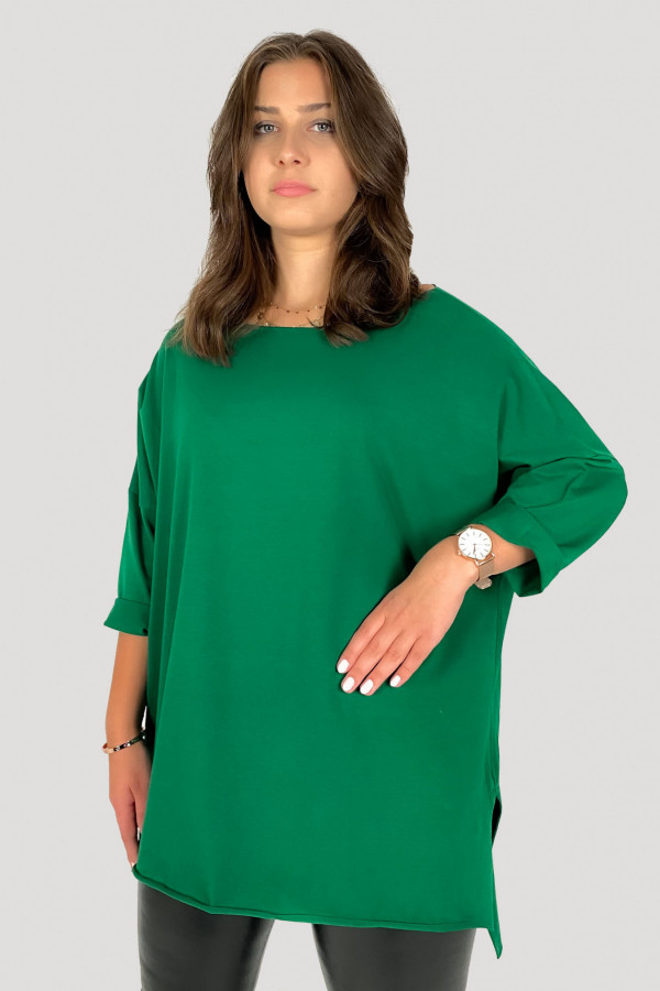 Tunika bluzka damska w kolorze zielonym oversize dłuższy tył gładka Gessa 4
